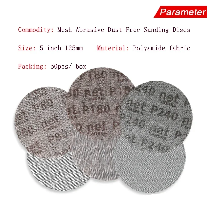 5 Inch 125mm Mesh Dust-free Anti-blocking Sandpaper Dry Hook&Loop Sanding Discs  Abrasive Sandpaper 80#-800# Car Decorate Paper