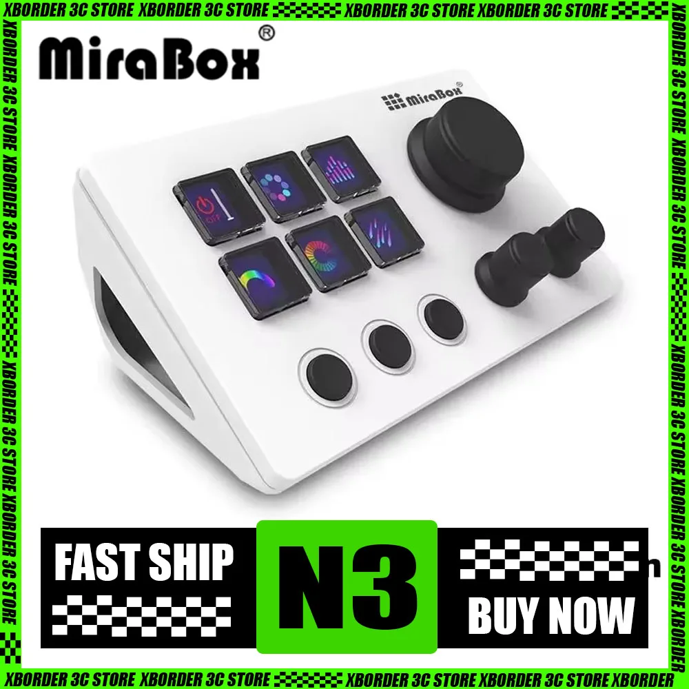 

Mirabox N3 streamdeck customized mini keypad macro programming with knob visual screen visual highlight suitable for office gift