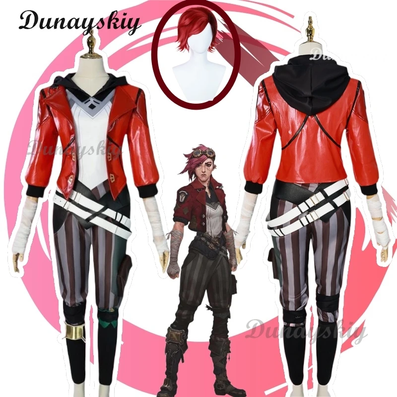 لعبة LOL Arcane Vi أزياء تنكرية Piltover Enforcer الزي Vi الزي الرسمي للنساء كرنفال الهالوين لعب الأدوار الدعائم حسب الطلب