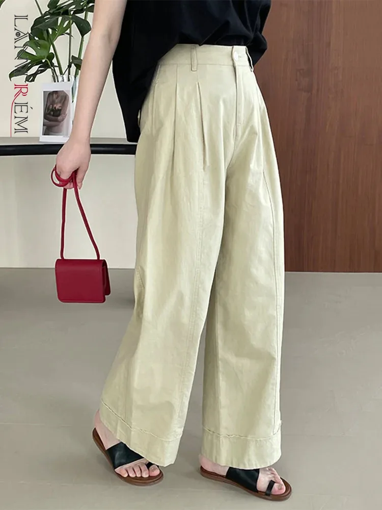 

[LANMREM] Minimalist Pants For Women Solid Loose Versatile Office Lady High Waist Fashion Female Trousers 2024 Autumn 26D9603