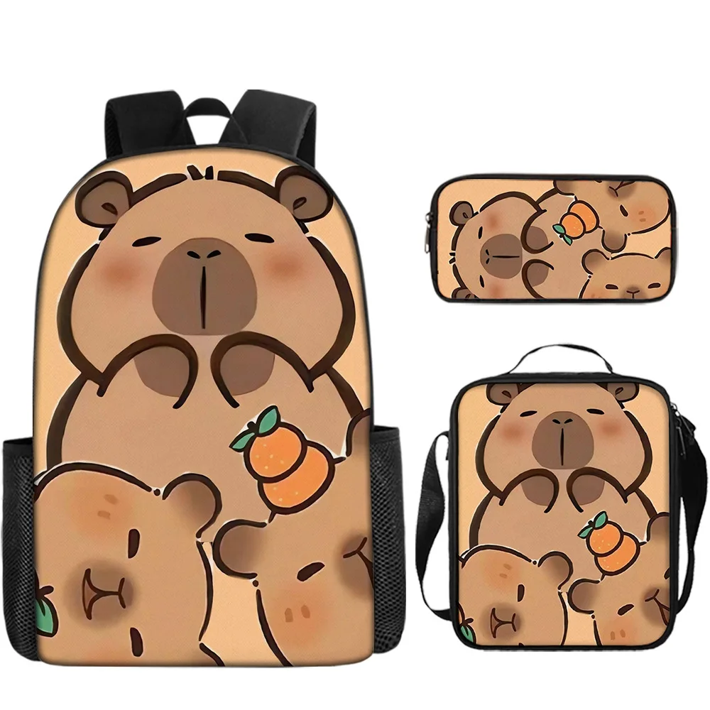 

Hip Hop Youthful Novelty capybara 3D Print 3pcs/Set Student Travel bags Laptop Daypack Backpack Crossbody Lunch Bag Pencil Case