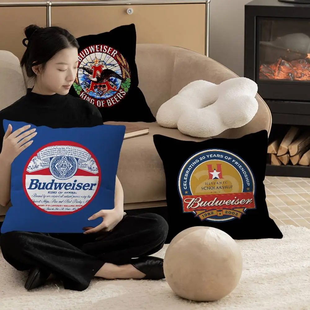 Beer Brand B-Budweiser Logo Cushion Cover Inches Farmhouse Decor Home Throw Pillow Covers for Couch Decorations