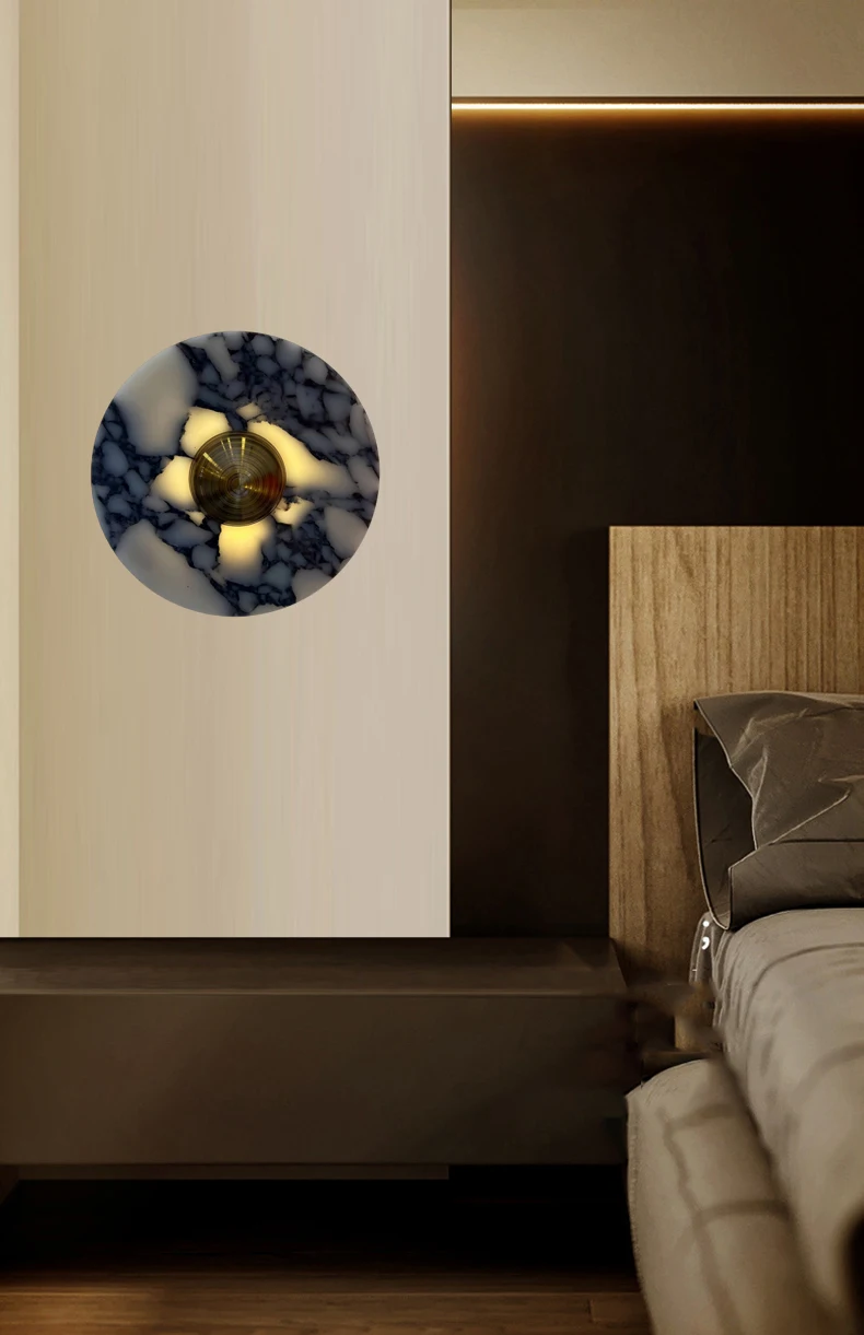 Art Wall Light Stone Gold Metal