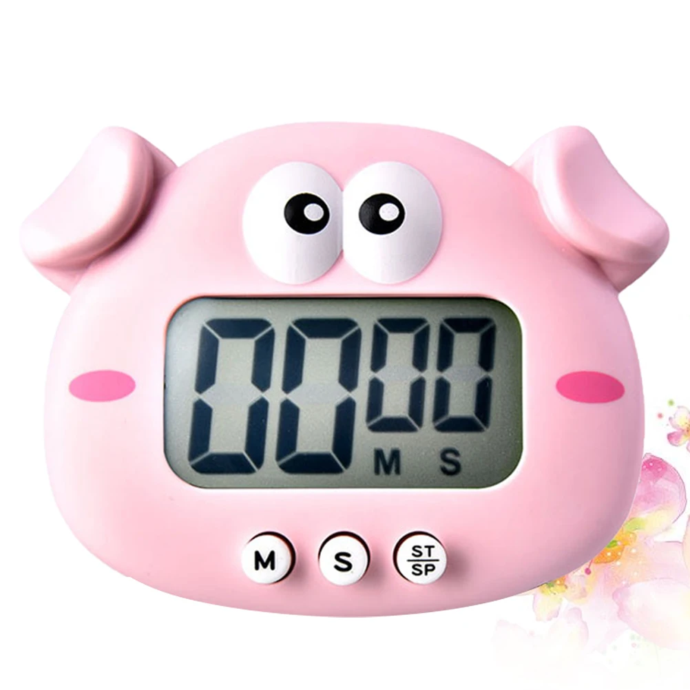 

Electronic Timer Kitchen Countdown Study Work Reminder Cartoon Pig Shape Plastic Multifunction Home Office Gift