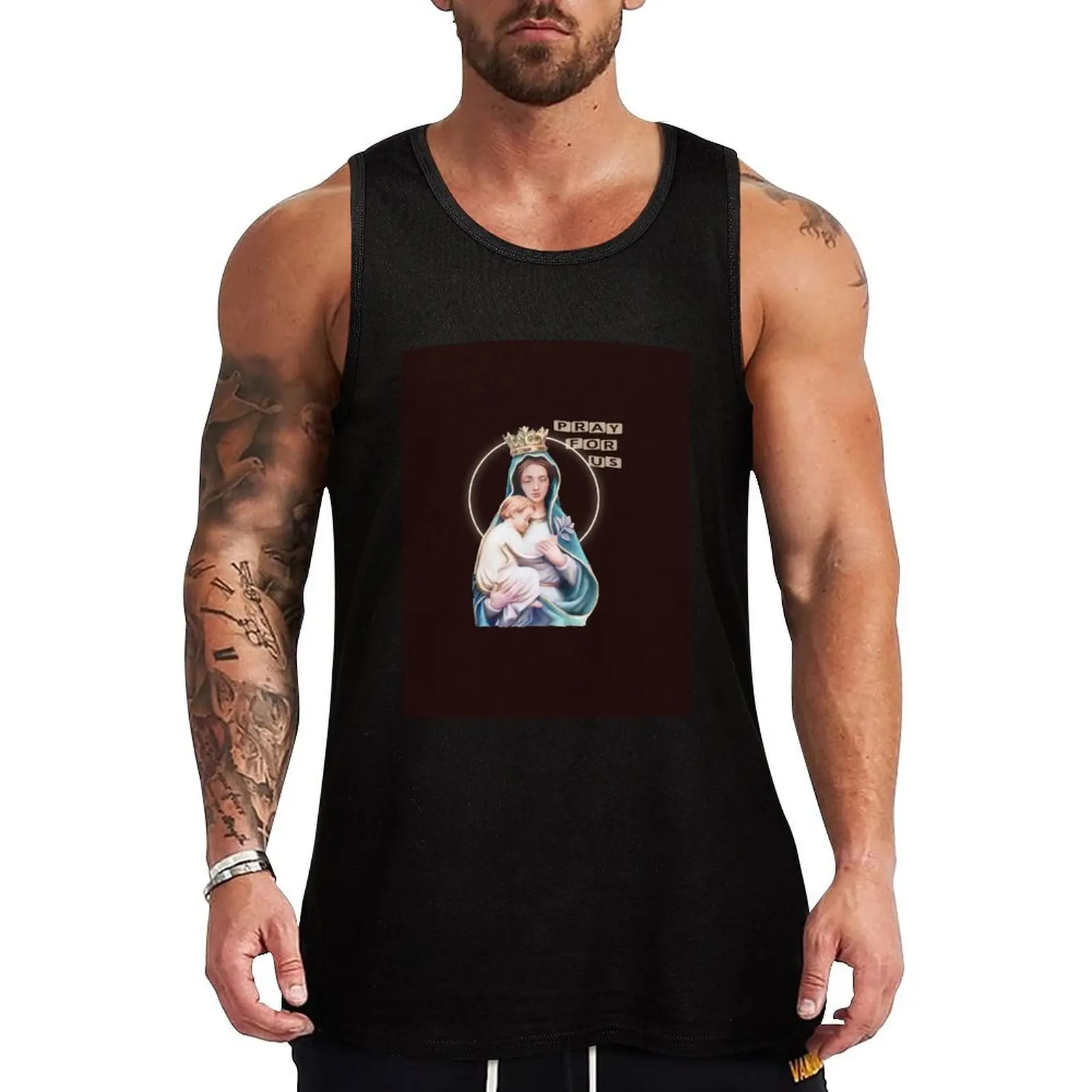 

Virgin Mary and Baby Jesus Tank Top Work Casual Tank Top Durable Sleeveless Top