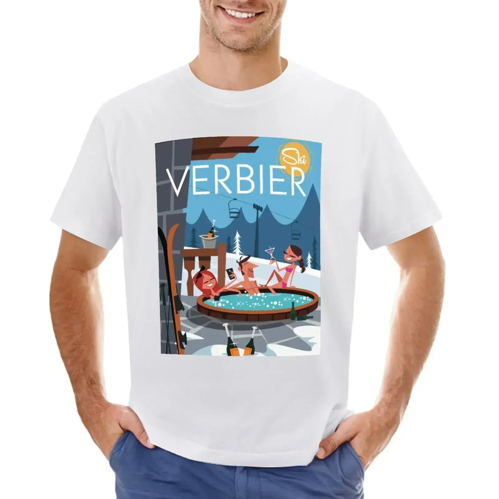 Ski Verbier Poster T-Shirt baggy shirts customizeds sublime summer top men t shirts high quality