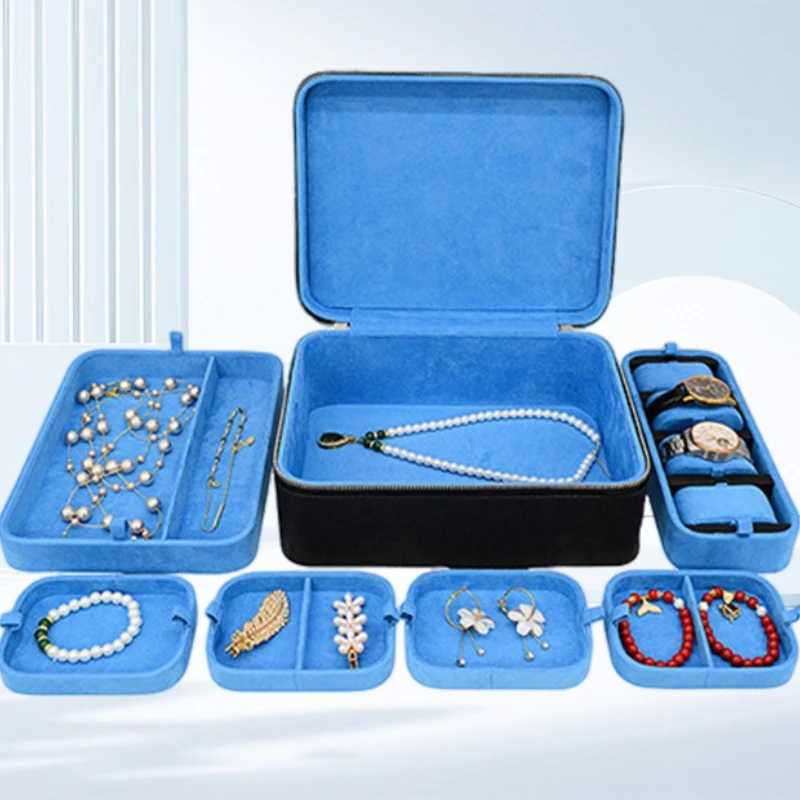 

Leather Jewelry Box Large Capacity Jewellery Boxes Watch Bracelet Necklace Storage Boxes Divided Compartment Organizers Case