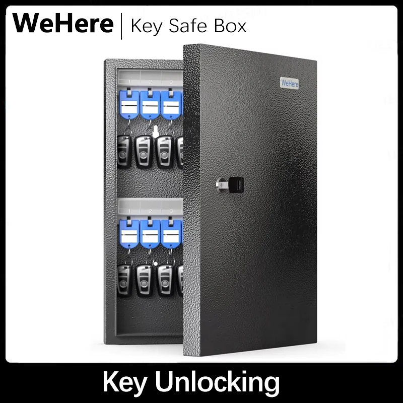 32 Key Cabinet Organizer, Key Lock Box, Key Safe Security Storage Lockbox Holder for Valets, Car and House Keys, Key Keeper Box