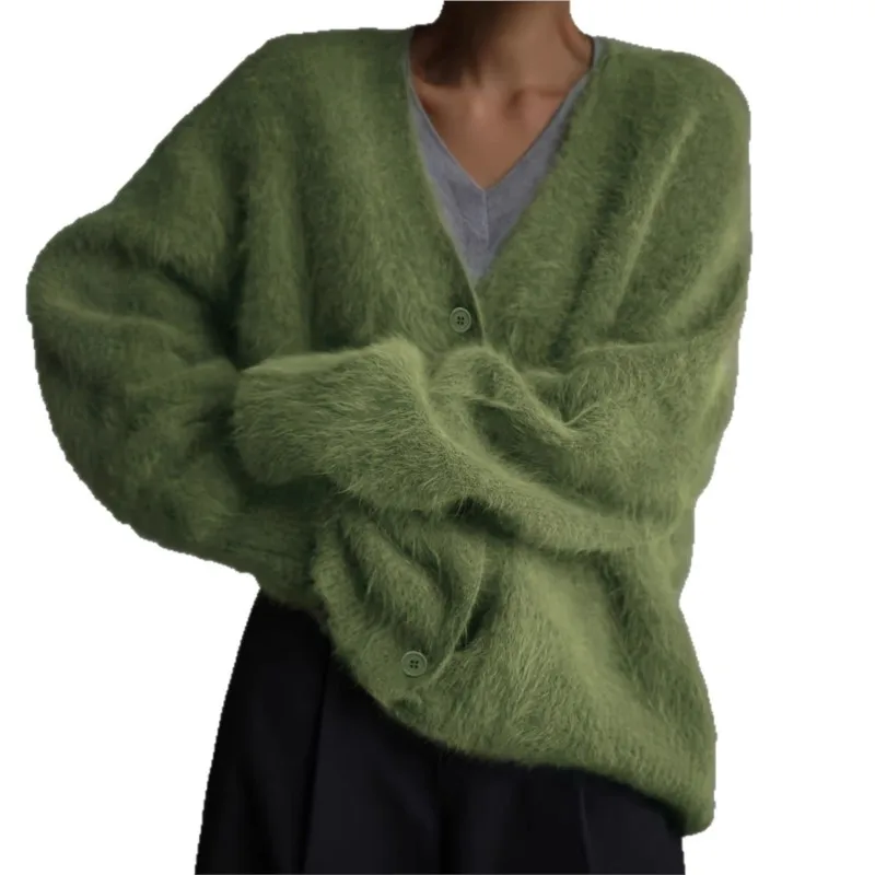 2025 Strickjacke Pullover Zieht Femmes Herbst Winter Frau Kleidung V-link Einfarbig Lose Einfache Stil Alle-spiel Casual pendeln