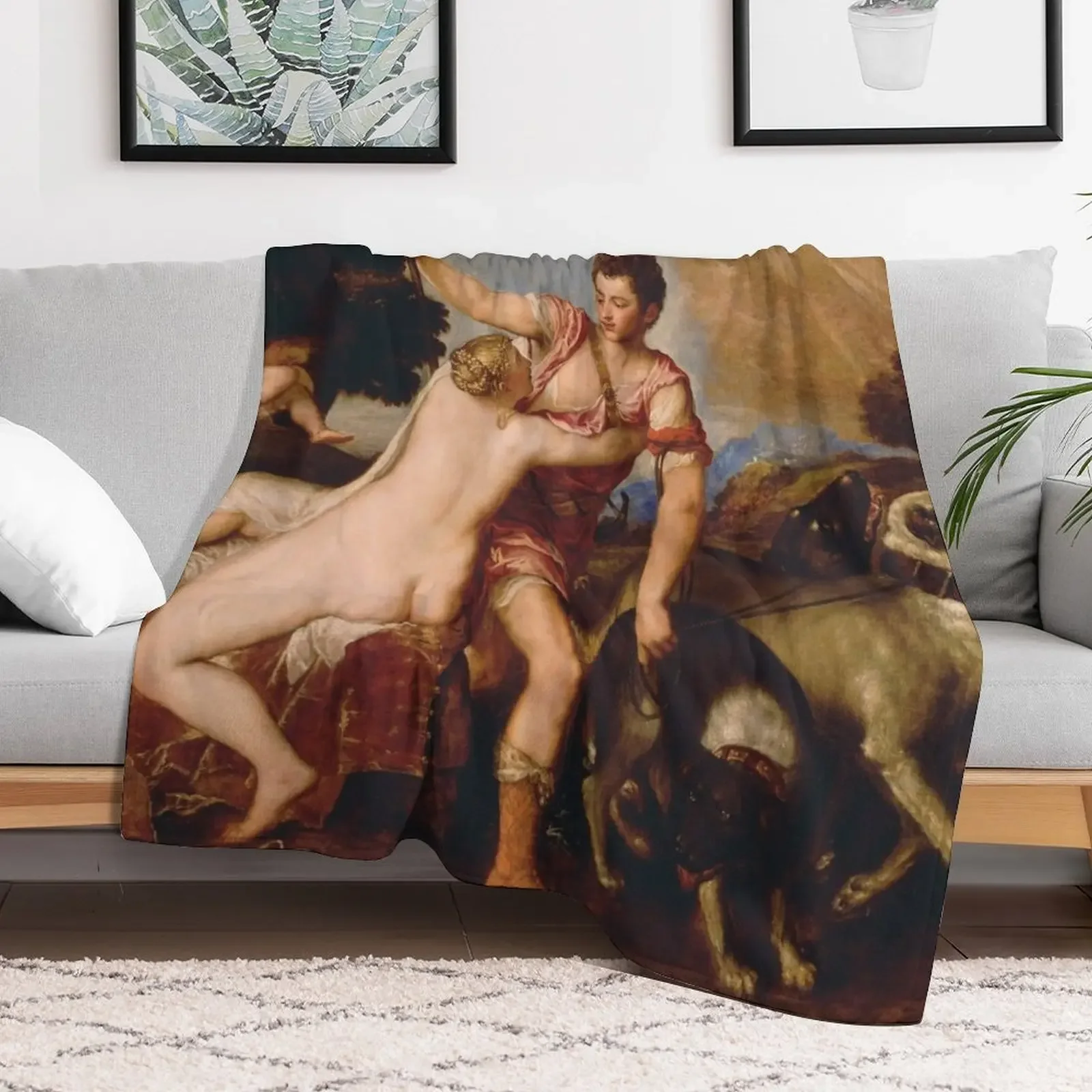 Titian - Venus And Adonis Throw Blanket Loose Nap Sofa Summer Blankets