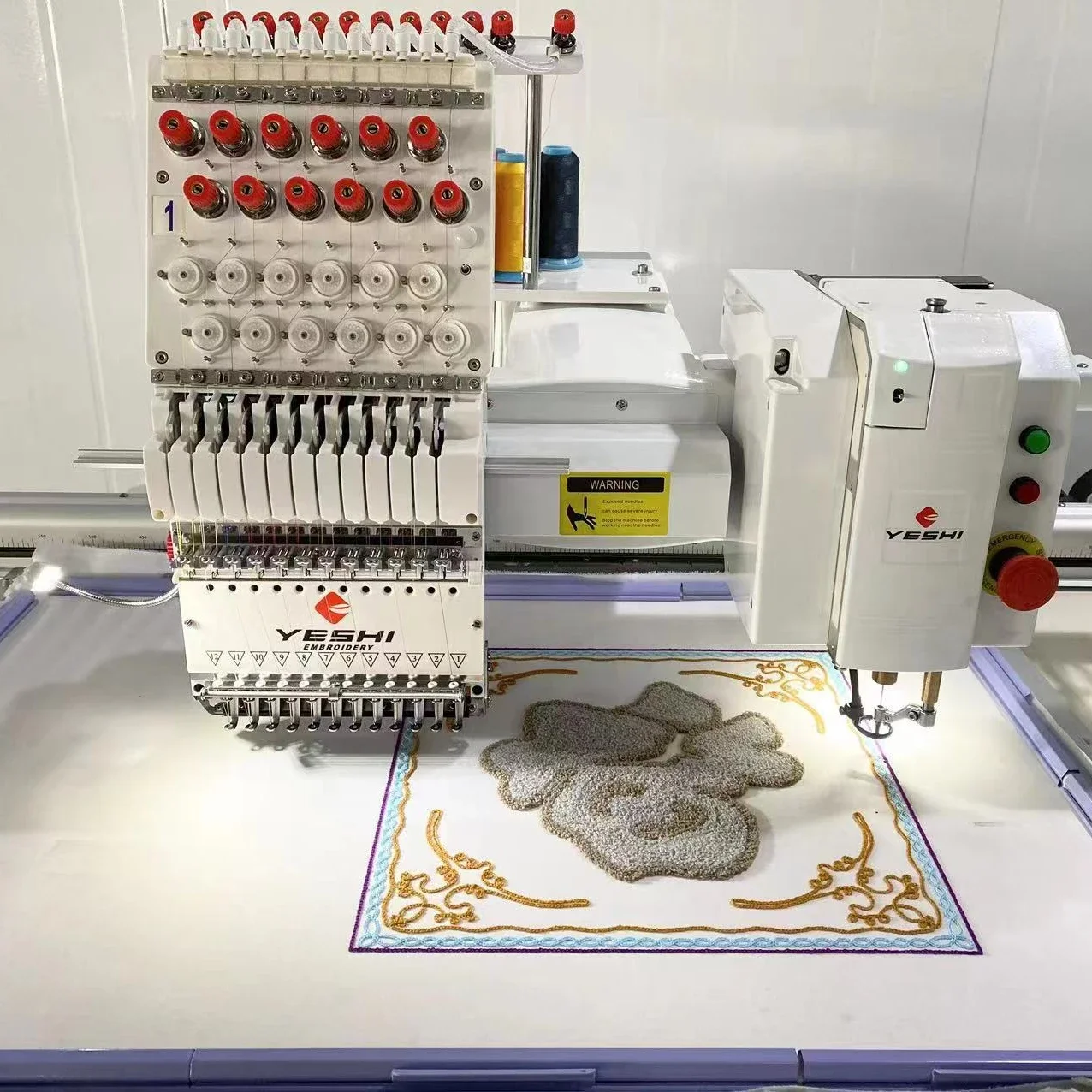 جديد Yeshi 1201 آلة التطريز 12 إبر رئيس واحد منشفة التطريز 50*120 سنتيمتر منطقة غرزة