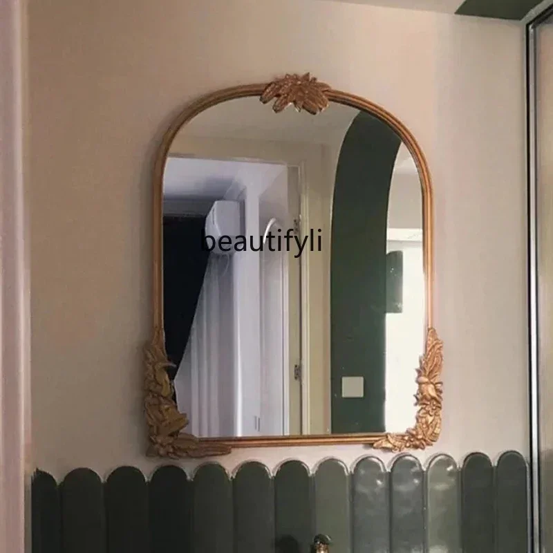 European retro wall-mounted bathroom cosmetic mirror American lettering anti-fog wall-mounted bathroom decorative mirror