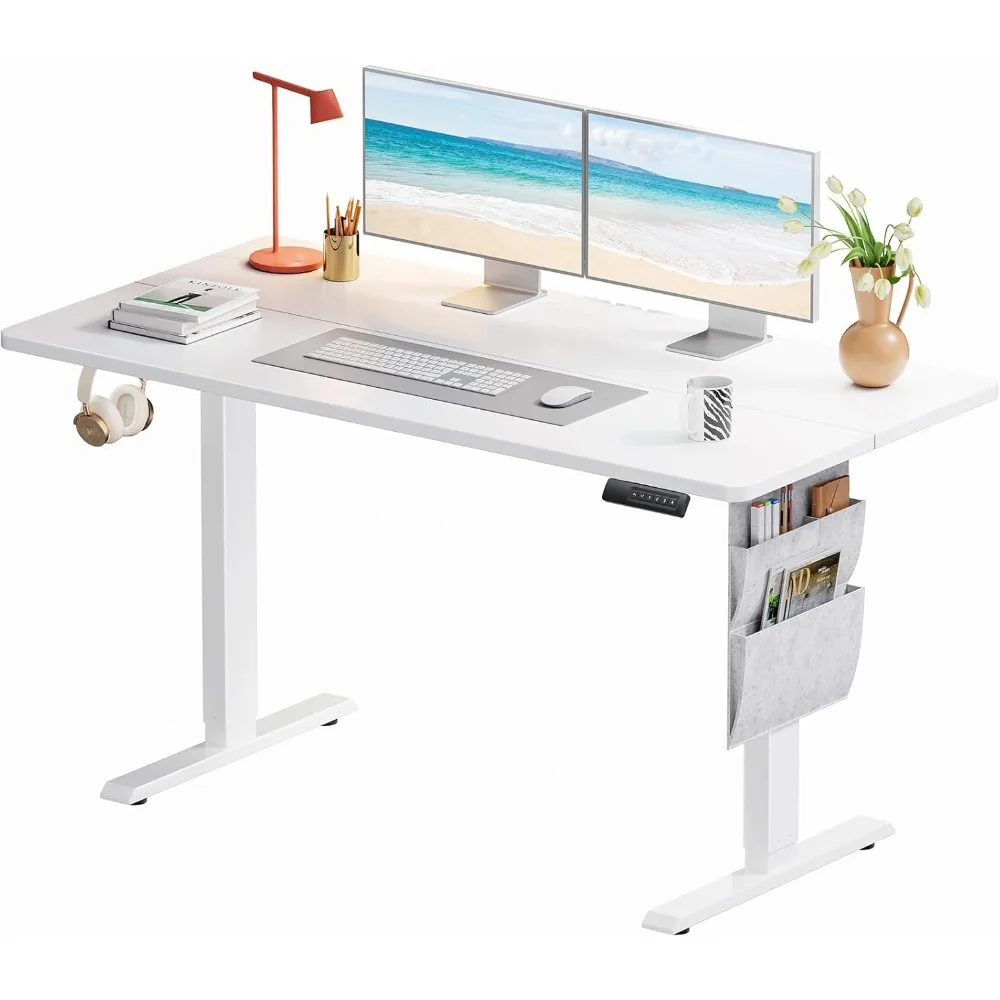 

55x28 Electric Standing Desk - Adjustable Height Computer Desk with Memory Presets, Storage Bag & Cable Management for H