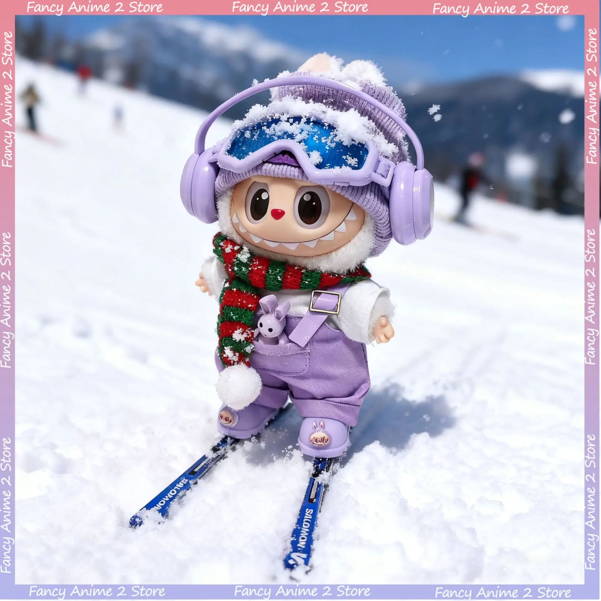 

Спортивная лыжная одежда для 15-17 см Labubu, модная одежда с одеждой, лыжи и очками, лыжный капюшон, наушники, сноуборд, Рождество