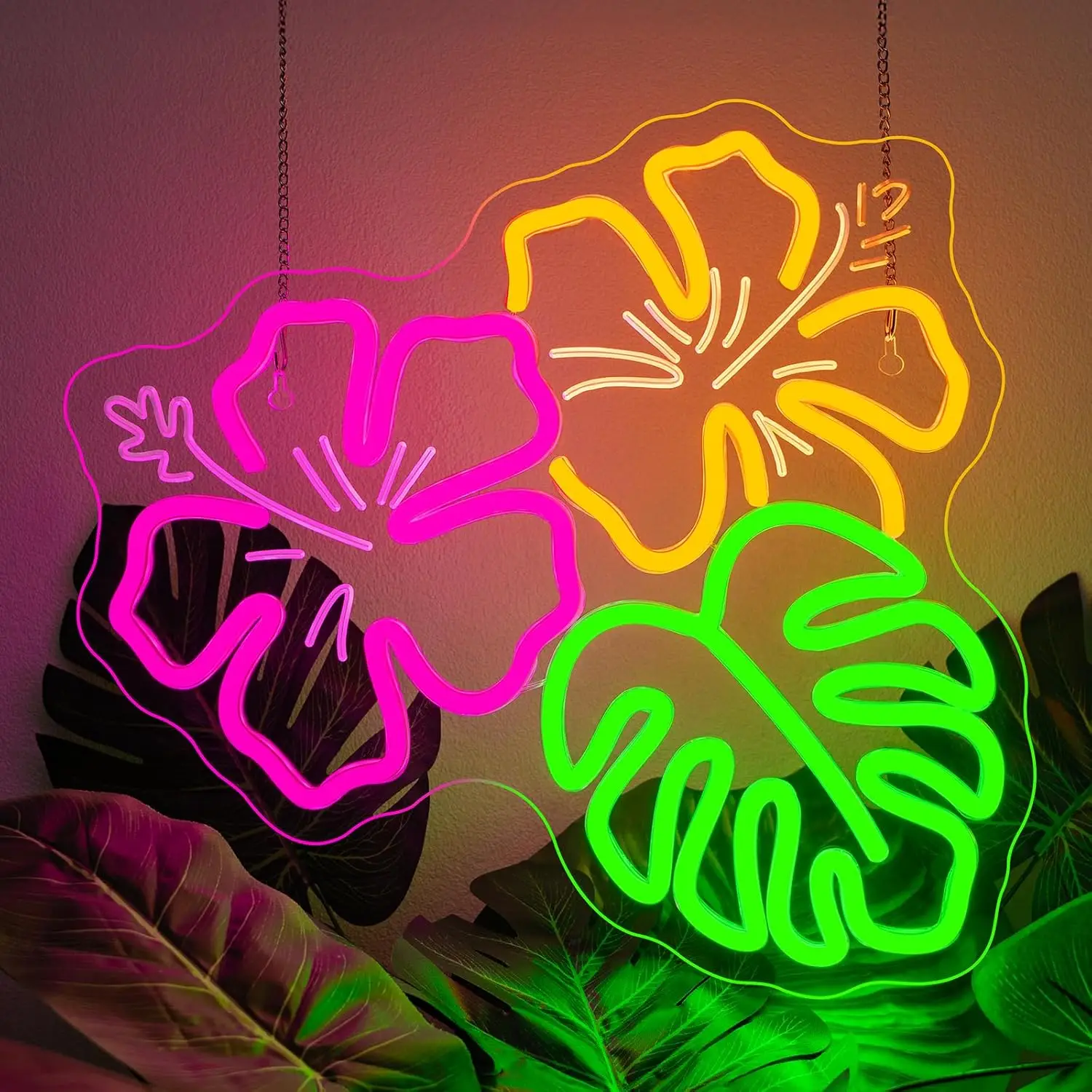 

Hibiscus Flower Neon Sign USB Powered Hawaii Floral Led Light Party Beach Summer Classroom Garden Bedroom Decoration Gift