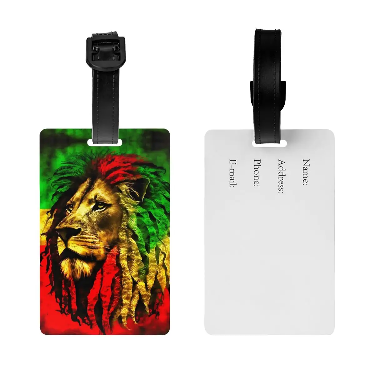 Custom Rasta Lion Jamaica Flag Luggage Tag Custom Jamaican Reggae Baggage Tags Privacy Cover ID Label