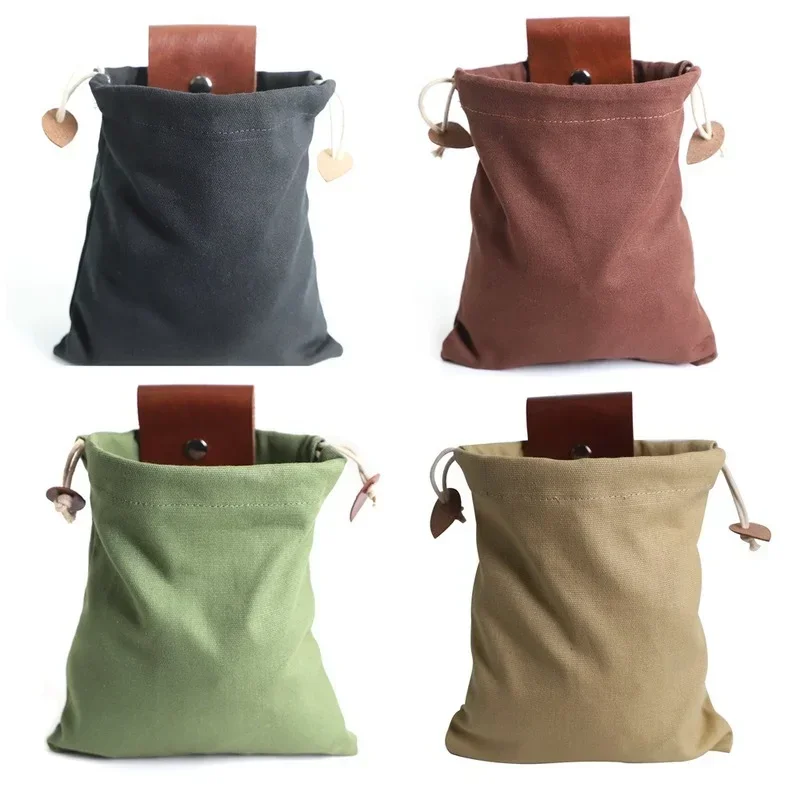 

Portable Outdoor Foraging Bag Fruit Picking Pouch Collapsible Storage Leather Canvas Bag Hiking Camping