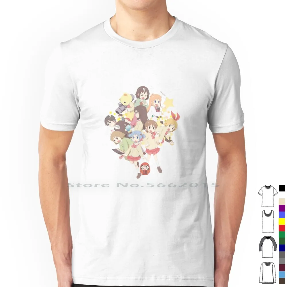 Nichijou Characters Group Artwork T Shirt 100% Cotton Nichijou Ensamble Group Character My Ordinary Life Short Long Sleeve Tee