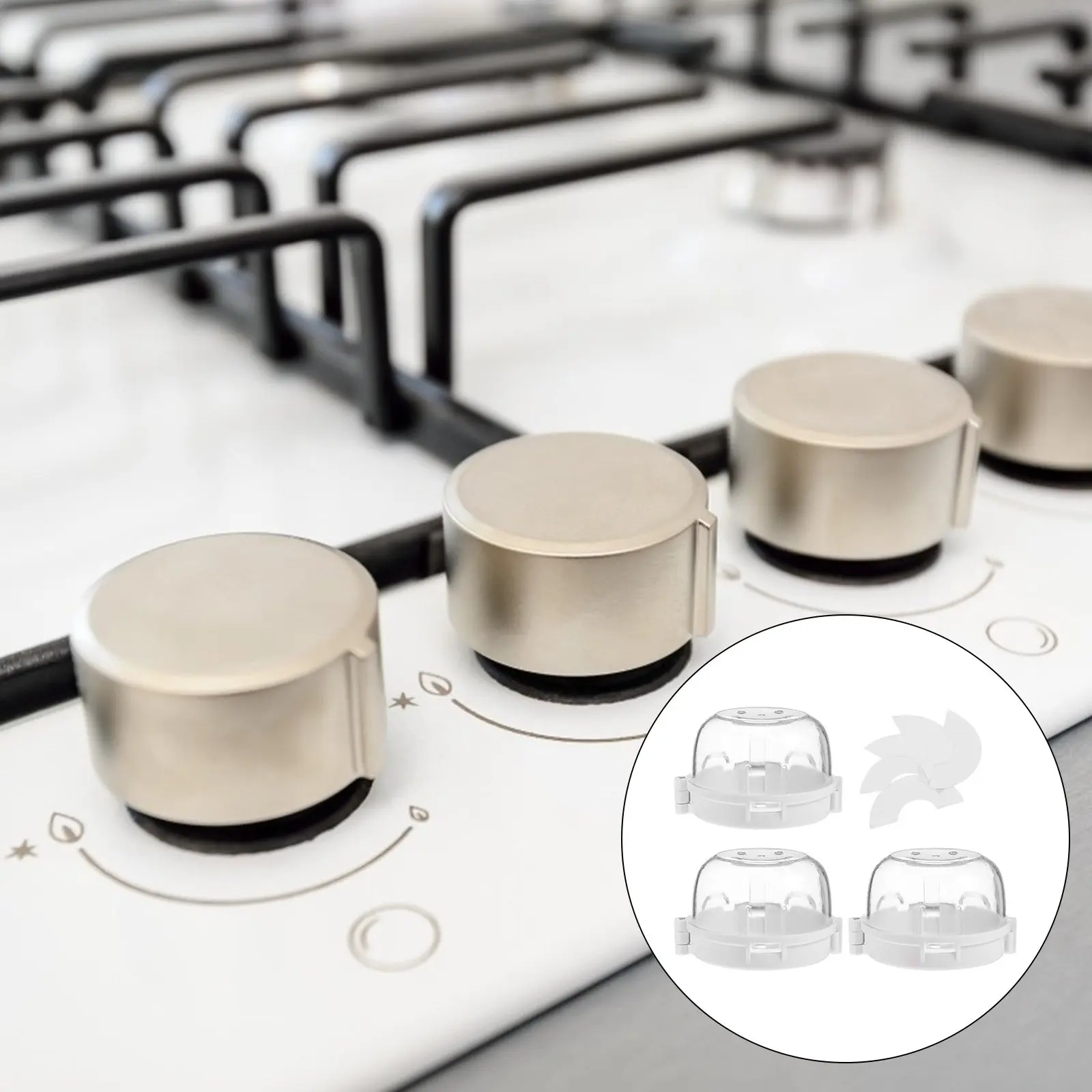 

3Pcs Gas Stove Switch Cover Safety Guard High Temperature Resistant Buckle Opening Childproof Lock Kitchen Protective Cover