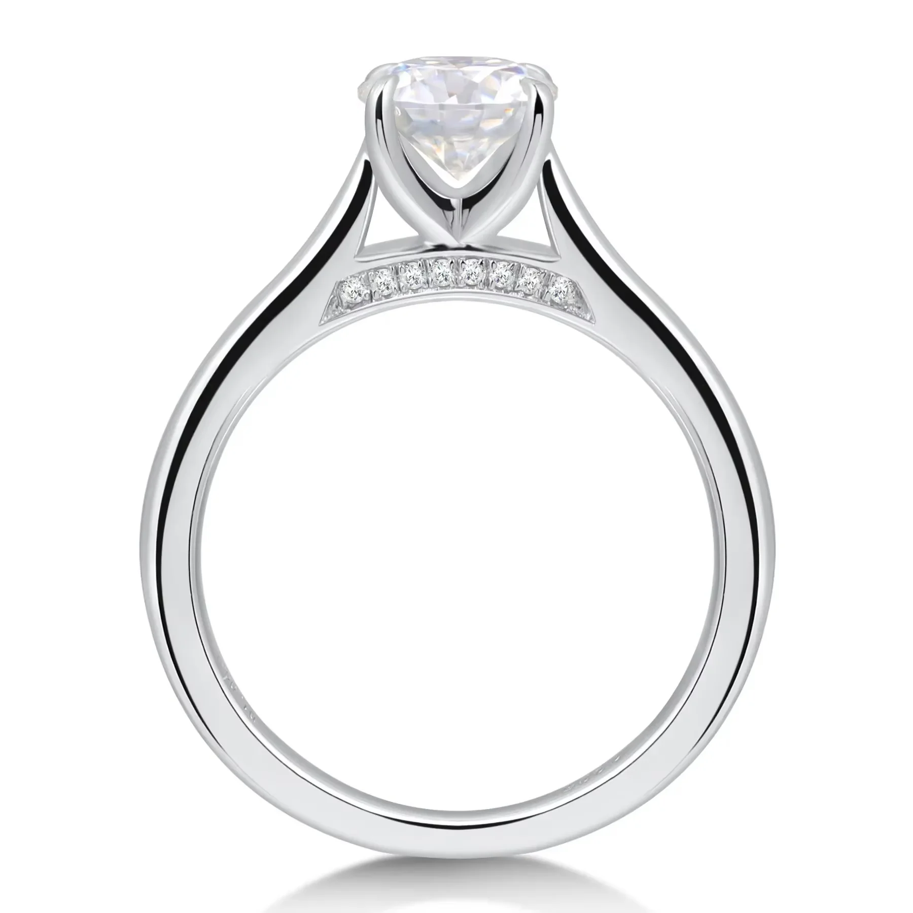 

M-JAJA 1CT Moissanite Engagement Ring S925 Sterling Silver for Women White Gold Plated Diamond Wedding Band Party Fine Jewelry