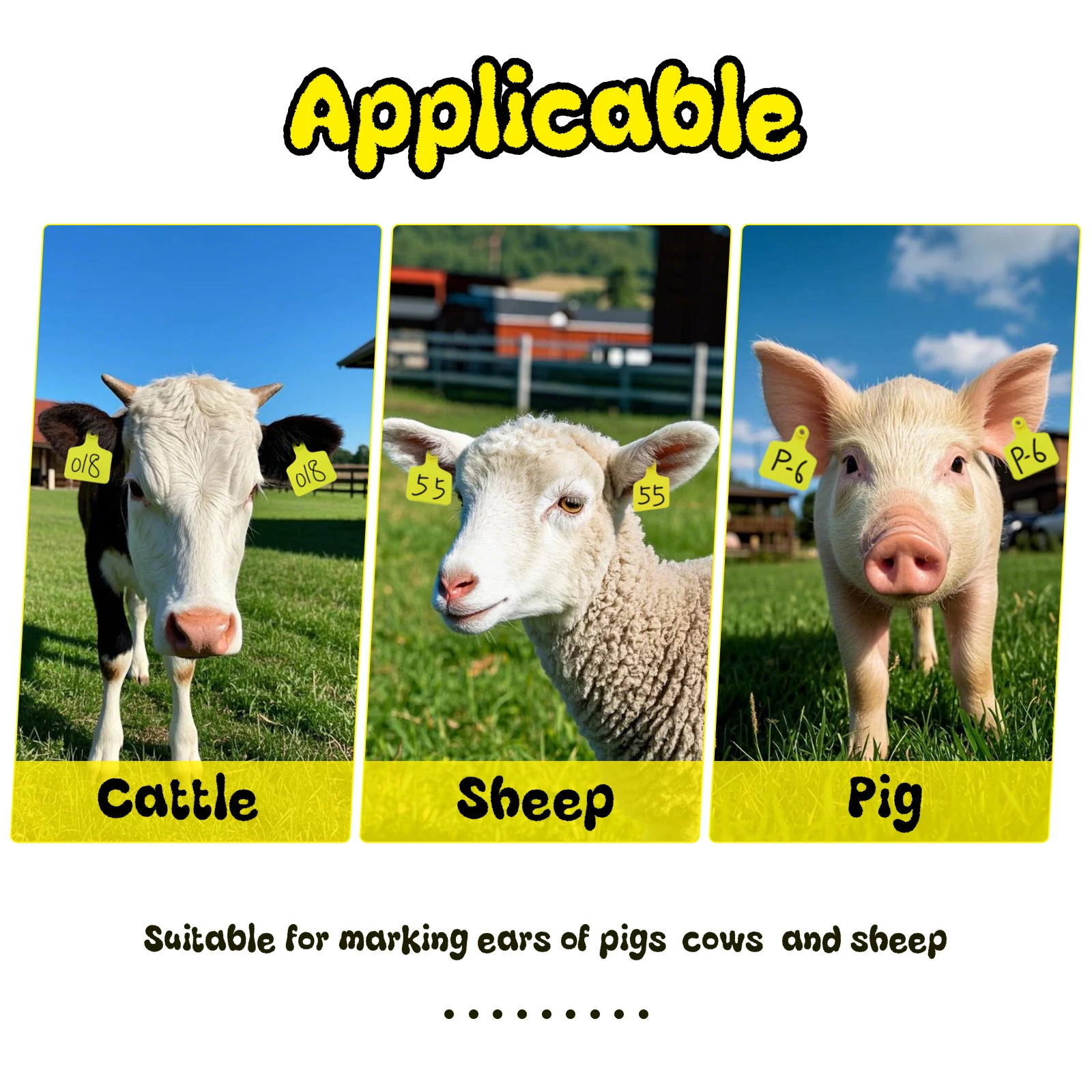 100Pcs Animal Identification Ear Tag TPU No Word Calf Ear Tag Apply to Pig Cattle Sheep Farm Livestock Feeding Tools 75mm x 60mm