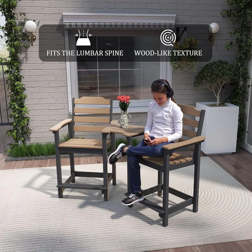 Hoge Adirondack-stoel, HDPE weerbestendige balkonstoelen voor tuin, achtertuin, zwembad, capaciteit 300LBS (