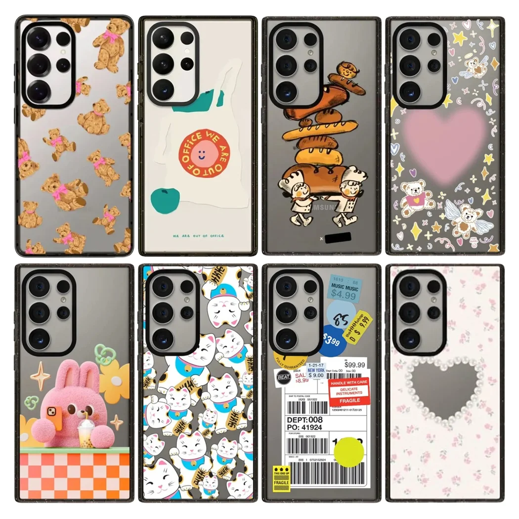 

Cartoon Bear Rabbit Cat Acrylic Border Magnetic Phone Cover for Samsung Galaxy S23 S24 S25 Ultra S25+ Plus Case