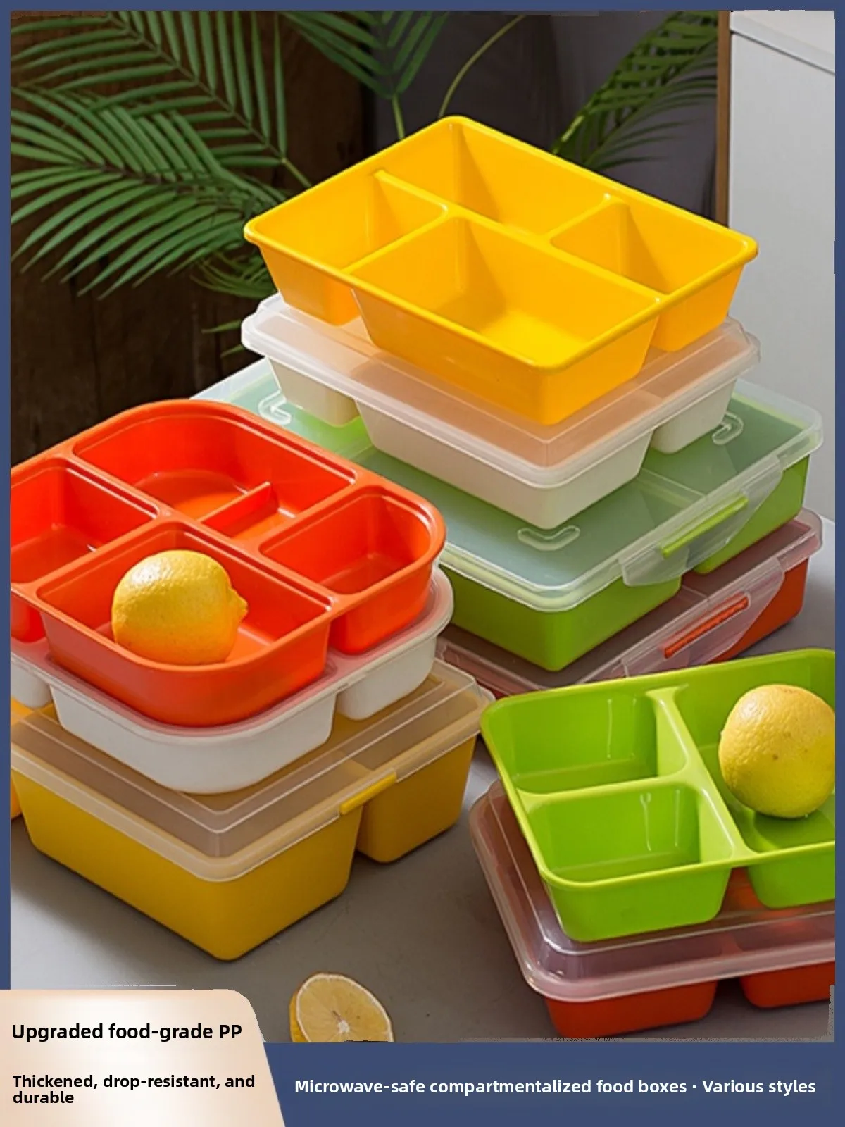 

Пластиковая коробка для бенто для микроволновой печи, материал PP, контейнер для фаст-фуда с пятью идентификаторами и крышкой, прямоугольный лоток для обеда, китайский Sle Di...