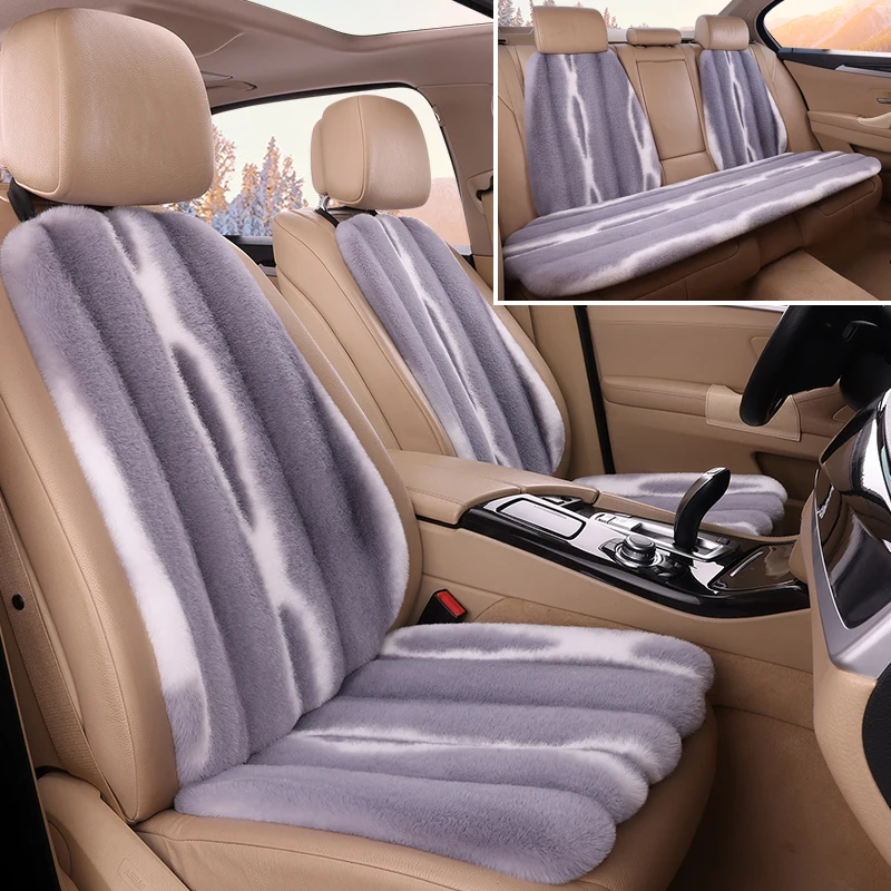 Universal Winter Artificial Fur Car Seat Cover Warm Imitation Rabbit Fur Car Cushion Thickened Plush Auto Seat Covers Winter