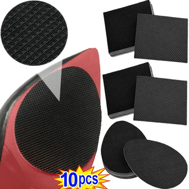 10/2Pcs Women\'s No-adhesive Sticker for High Heel Black Anti-Slip Heel Sole Protector Oxford Frosted Sandal Outsole Shoe Pad