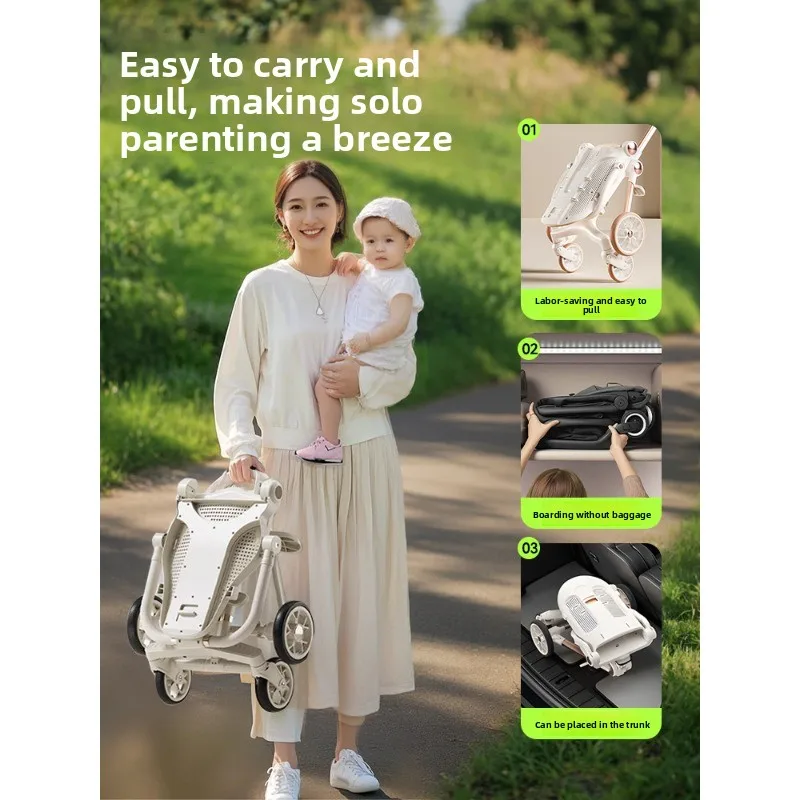 

Baby Stroller Folding Lightweight Two-Way Baby Walker Can Sit and Lie Down Infant Toddler Pushchair for Children
