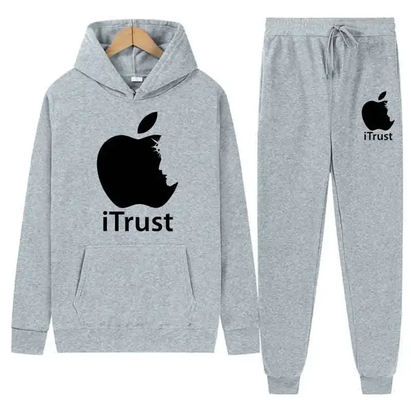 ربيع الخريف الرجال النساء عادية 2 قطعة مجموعات الاتجاه هوديي القمم السراويل الطويلة بلوزات دافئة اليومية الشارع موضة الإبداعية أبل Printe