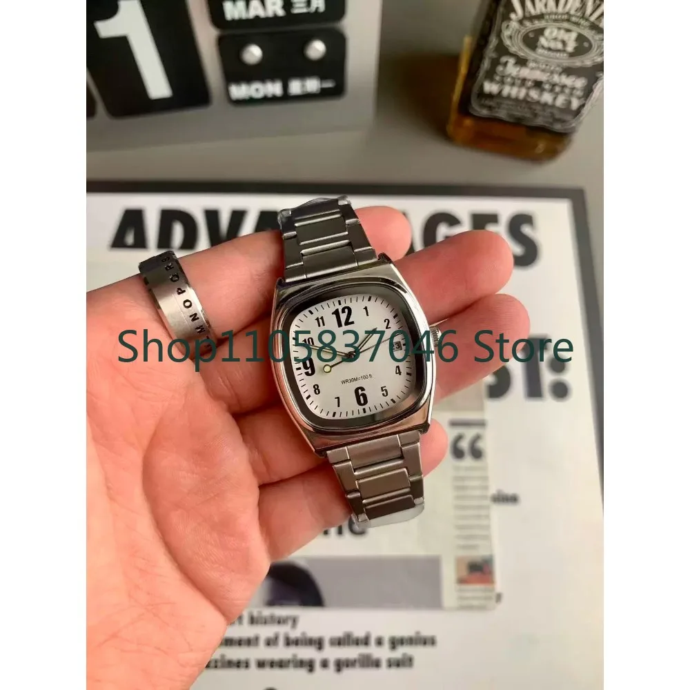 New square watch for men, retro small dial, artistic digital night light, casual student women's watch