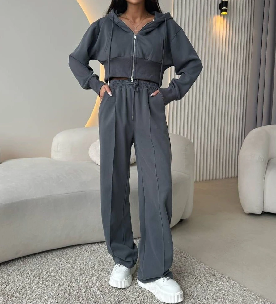Ensemble pull à capuche et pantalon à cordon de serrage, nouveau Style décontracté en coton à manches longues