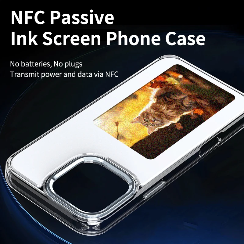 Immagine 4: Custodia per telefono AERMY NFC Custodia per telefono con schermo a inchiostro Smart E stile cristallino per IPhone 13 14 15 16 Por Max Plus