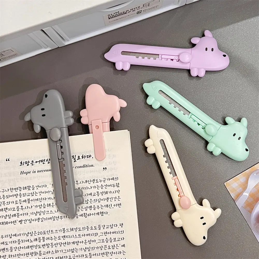 2 Pcs Cute Cartoon Puppy Art Knife Mini Small Size Unpacking Express Box Cutter Cutting Hand Account Paper Cutter