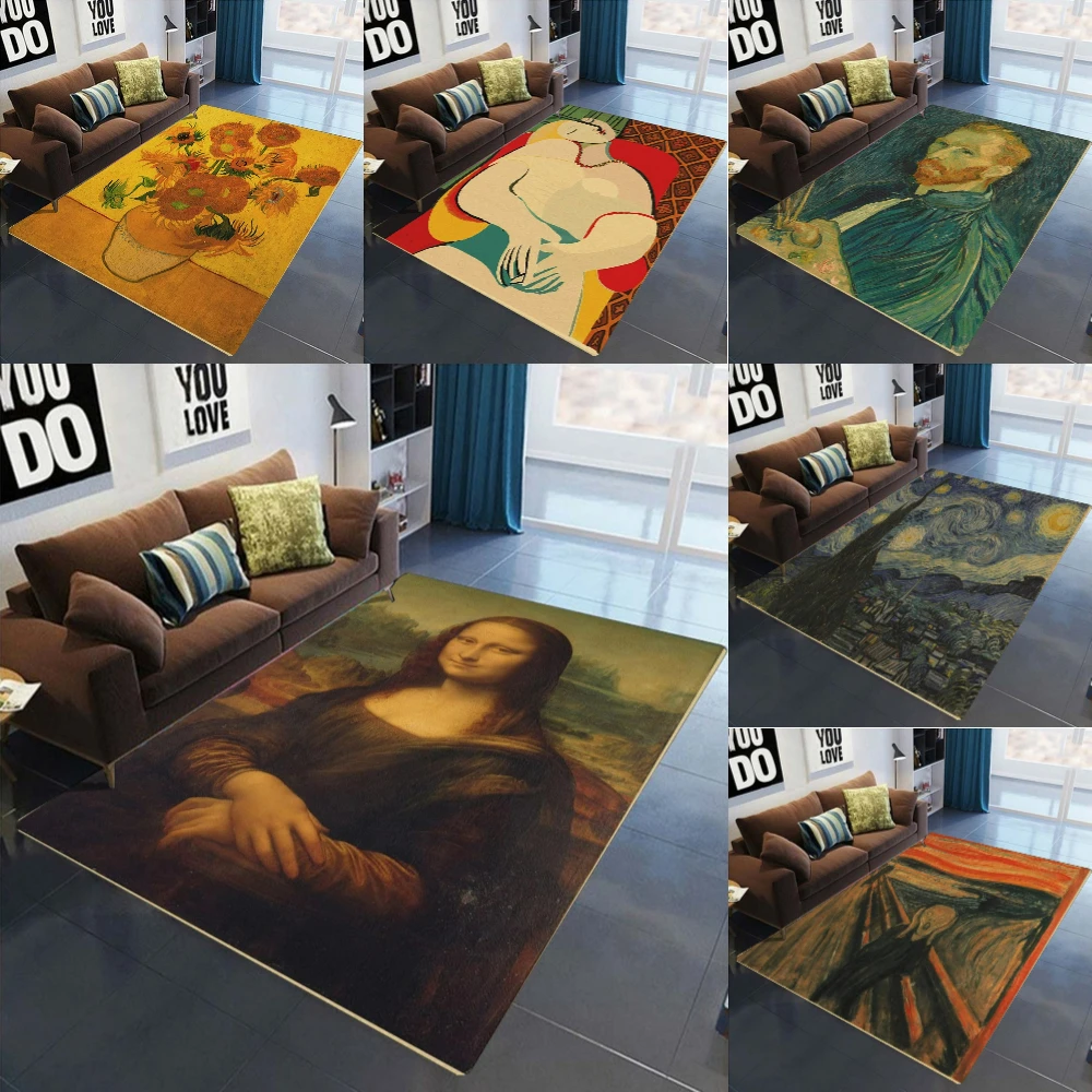 Lustige Mona Lisa, weltberühmte Gemälde, inspirierter Teppich, Wohnzimmer-Dekoration, Teppich, Schlafzimmer-Bodenmatte, lässt Ihr Zimmer aussehen, cooler Teppich