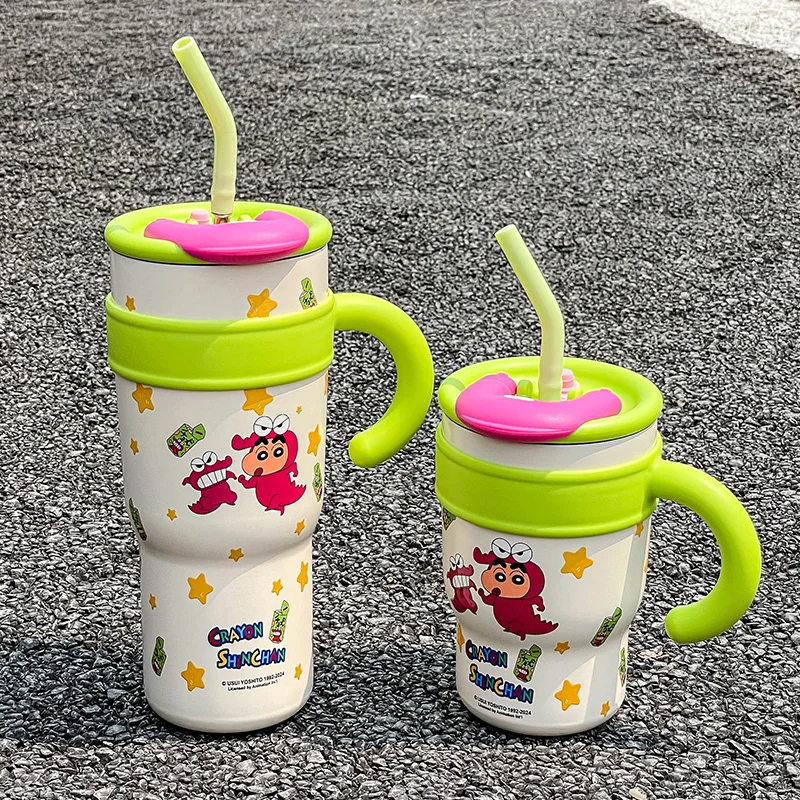 700ml/1200ml Crayon Shin-Chan Large Capacity Water Cup Thermos Cup Girls Straw Cup High-Looking 316l Stainless Steel