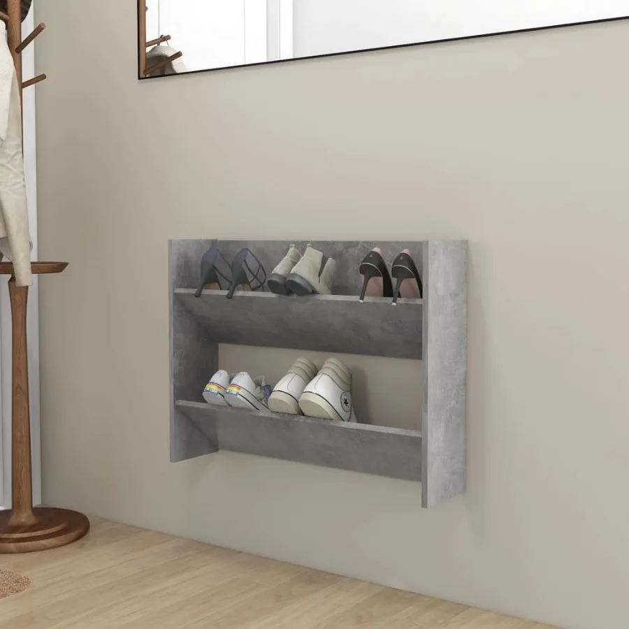 

Wall Shoe Cabinet Concrete Gray 31.5x7.1x23.6 Engineered Wood
