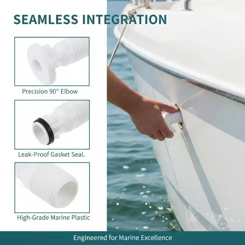 

90 Degree Marine Drainage Outlet Yacht Bilge Drainage Outlet Deck Drain Hose Pipe Elbow Bilge Pump Drain Thru Hull Fitting