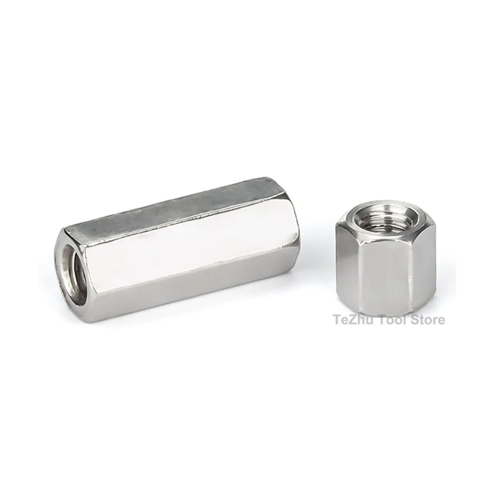 M4 304 Stainless Steel Hexagonal Double Pass Stud Extension Nut Fitting Hex Screw Cap Isolation Post Support Post