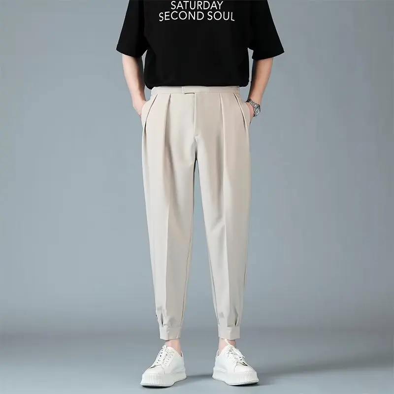 Pantaloni Harem casual da uomo pieghe Pantaloni larghi moda stile giapponese Harajuku Piedi maschili Pantaloni giovanili tinta unita Streetwear