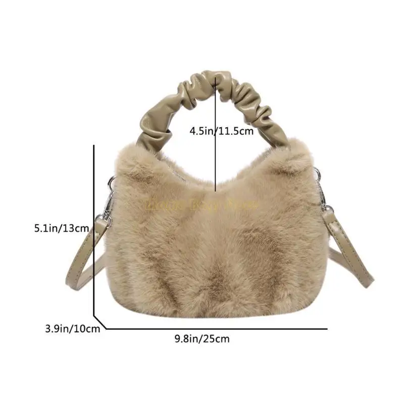 

X90D Trendy Furry Plush Shoulder Bag for Women Fuzzy Handbag for Winter Outfits
