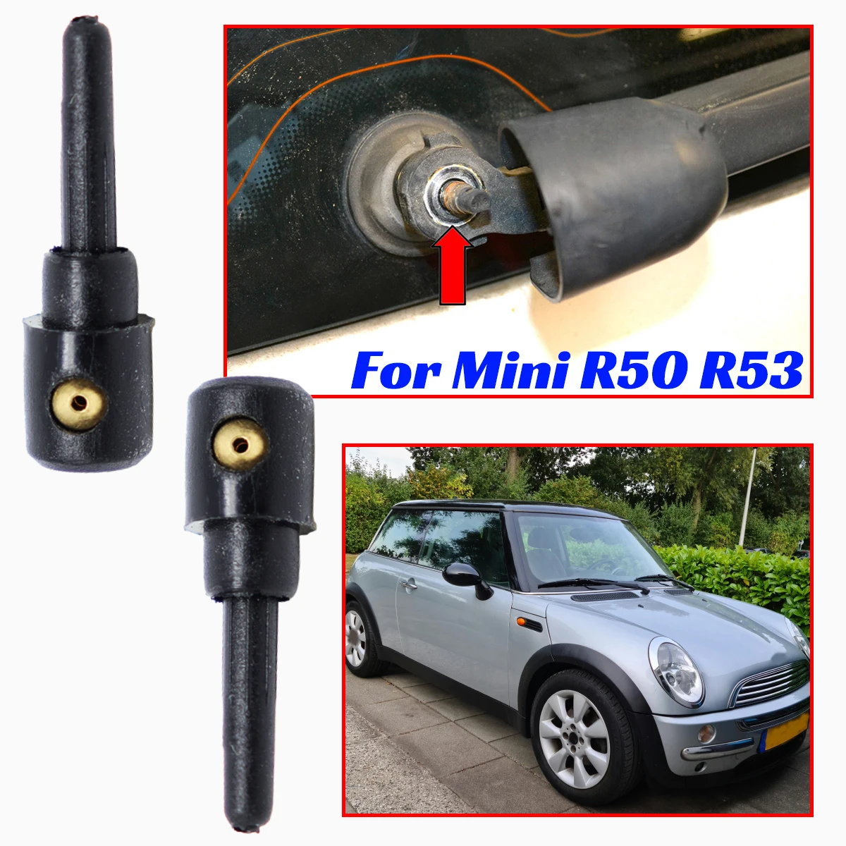 

For MiniR50 R53 2004-2006 Rear Windshield Window Wiper Blade Arm Rocker Bolt Cover Cap Washer Jet Nozzle Replace Accessories Car