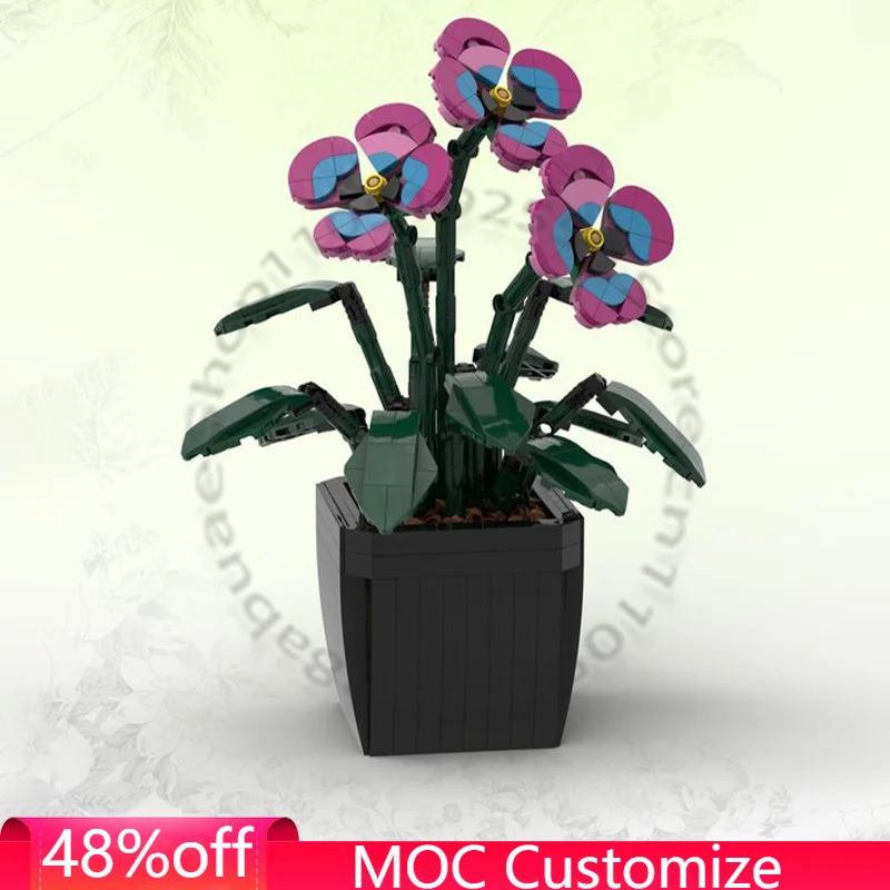 

511 PCS Romantic Garden Pansies MOC Customize Modular Building Block Popular Kids Brick Educational DIY Boys Toy Christmas Gift