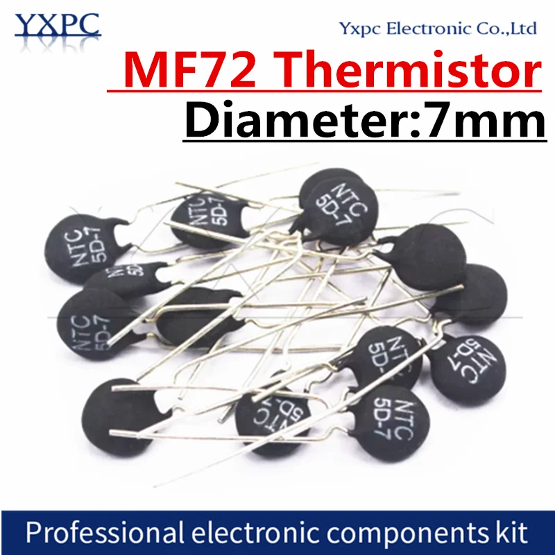 10pcs MF72 Thermistor Resistor 3D-7 3R 5D-7 5R 8D-7 8R 10D-7 10R 12D-7 12R 16D-7 16R 22D-7 22R 33D-7 33R 50D-7 50R NTC resistors