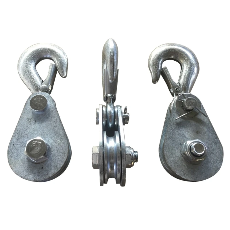 Hoist Block Wire Rope Lifting Pulley Block Towing Wheel with Hook for Winch