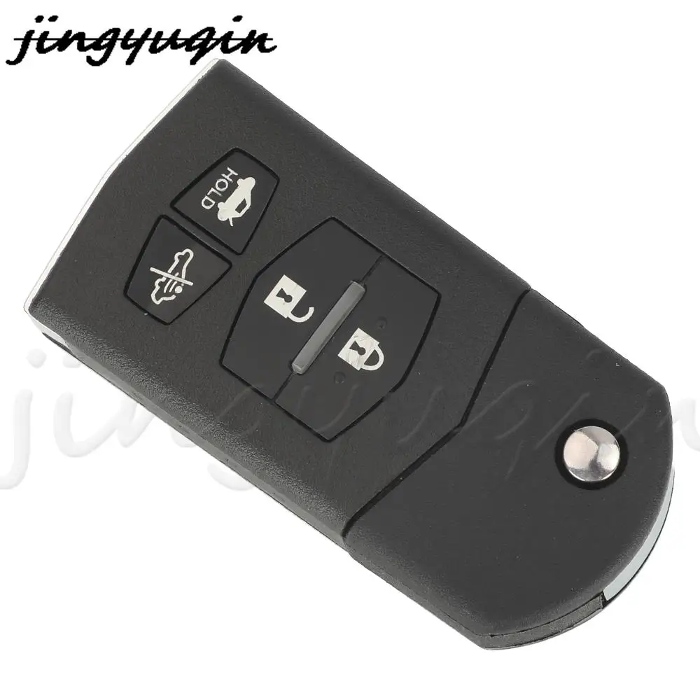 Jingyuqin 4Buttons Remote Car Key Shell For Mazda 2 3 5 6 M5 M6 CX-5 CX-6 2004+ Folding Auto Key Case Housing Replacement MAZ24