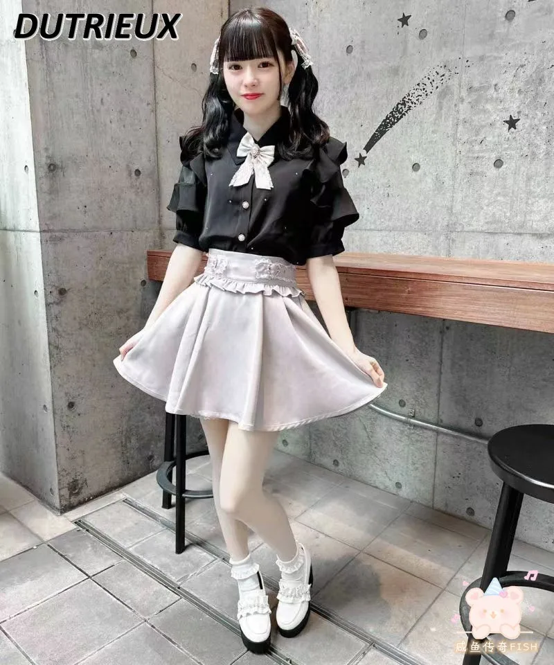 Japanese Rojita New Love Belt Decorative High Waist Skirt Lace Mine Series Mass-Produced All-Match and Sweet Cute Short Skirts