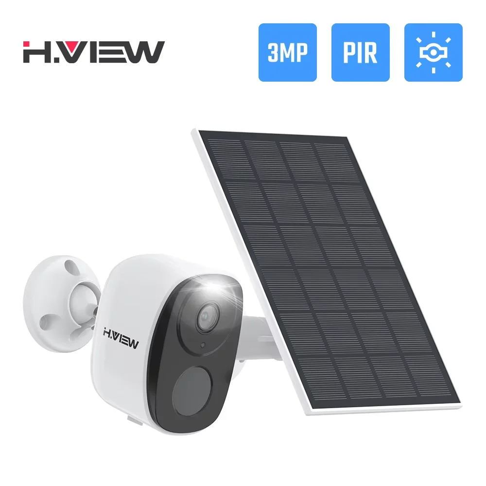 

H.VIEW PIR Battery Powered Camera Wireless Outdoor, 2K 3MP WiFi Security Camera with Spotlight Siren, 2-Way Audio, Waterproof